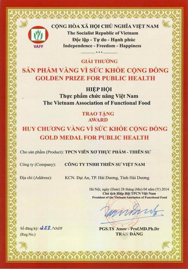 Viên xơ Thiên Sư đạt giải thưởng về sức khỏe cộng đồng